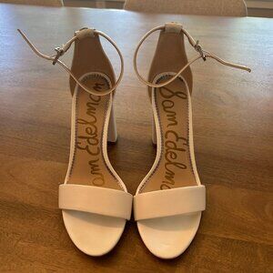 Sam Edelman White Yaro Leather Ankle Strap Block Heel Dress Sandals
